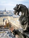 A famous chimera statue of Notre-Dame de Paris cathedral, gazing at the city from the towers gallery Royalty Free Stock Photo