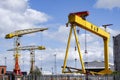 One of the famous yellow Harland and Wolff cranes in Belfast Royalty Free Stock Photo