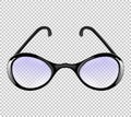 One fashionable elegant man or woman realistic glasses isolated on the transparent background. Frontal view. Vector