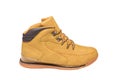 One fashionable yellow boot, men`s shoes for active life, on a white background, isolate