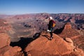 One female hiker standing at a cliff in Grand Canyon Royalty Free Stock Photo