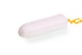 One female hygienic tampon on white background