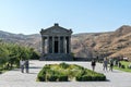 Armenia, Garni, September 2021. An ancient pagan temple among the mountains.