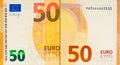 One fifty Euro bill. 50 euro banknote. The euro is the official currency of the European Union Royalty Free Stock Photo