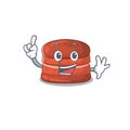 One Finger cherry macaron in mascot cartoon character style Royalty Free Stock Photo