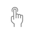 One-finger click line icon. Single tap, touch screen hand gesture symbol