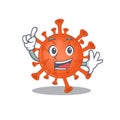 One Finger deadly corona virus in mascot cartoon character style