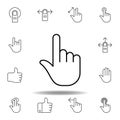 one finger gesture outline icon. Set of hand gesturies illustration. Signs and symbols can be used for web, logo, mobile app, UI, Royalty Free Stock Photo