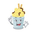 One Finger ice cream banana rolls in mascot cartoon character style