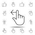 one finger left swipe gesture outline icon. Set of hand gesturies illustration. Signs and symbols can be used for web, logo,