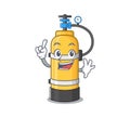 One Finger oxygen cylinder in mascot cartoon character style