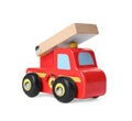 One fire engine isolated on white. Children\'s toy Royalty Free Stock Photo