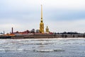 St. Petersburg, Russia, February 2020. Peter and Paul Fortress on Hare Island on the Neva River. Royalty Free Stock Photo