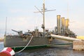 Cruiser Aurora. museum ship on the water