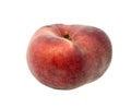 One flat peach or fig peach isolated on white background. eye-level shooting. Royalty Free Stock Photo