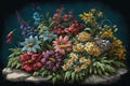 one flowerbed with variety of colorful flowers Royalty Free Stock Photo