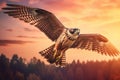 One Flying Falcon in the Nature Background in the Evening. Generative AI Royalty Free Stock Photo