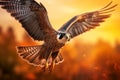 One Flying Falcon in the Nature Background in the Evening. Generative AI Royalty Free Stock Photo