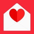 one folding red heart with white envelope for pattern and design Royalty Free Stock Photo