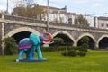 One of the four colorful elephant monuments in Catania, Sicily, Italy, November 30, 2021