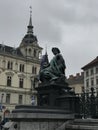 One of four female figures of Erzherzog Johann fountain in Graz, Austria.