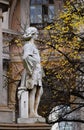 One of the four Leonardo Da Vinci pupils sculpture in Piazza della Scala in Milan. Royalty Free Stock Photo