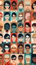 One frame of many women wearing different glasses collage generative AI
