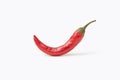 One fresh chili pepper isolated over white background