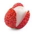 One fresh lychee isolated on white background. macro. clipping path Royalty Free Stock Photo