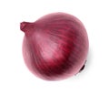 One fresh red onion on white background, top view Royalty Free Stock Photo