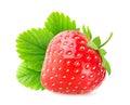 One fresh strawberry isolated on white background with leaf Royalty Free Stock Photo