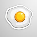 One fried egg. Decoration for greeting cards, prints for clothes, posters, menus. Cartoon sticker in comic style Royalty Free Stock Photo