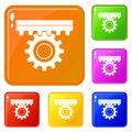 One gear icons set vector color Royalty Free Stock Photo