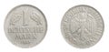 One germany mark coin on a white isolated background