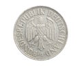 One germany mark coin on a white isolated background