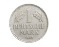 One germany mark coin on a white isolated background