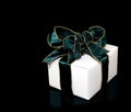 One Gift With Green Ribbon Royalty Free Stock Photo