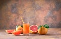 One glass with grapefruit juice selective focus. Royalty Free Stock Photo