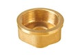 One glossy brass fitting golden color with thread for connecting different diameter pipeline for oil, petrol, gas