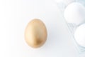 One gold egg and white eggs on white Royalty Free Stock Photo