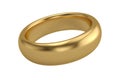 One gold ring on white background.3D illustration. Royalty Free Stock Photo