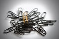 One gold and some black clips Royalty Free Stock Photo