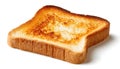 One golden brown slice of toasted bread, plain and isolated on a white background Royalty Free Stock Photo