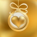 One golden Christmas heart. + EPS8 Royalty Free Stock Photo