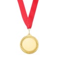 One golden medal isolated on white, top view Royalty Free Stock Photo