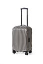 One graphite grey suitcase for travel or graphite grey luggage isolated stand alone on white background with clipping path.