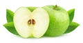 One green apple and a half isolated on white background Royalty Free Stock Photo