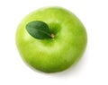 one green apple isolated on white background. top view Royalty Free Stock Photo