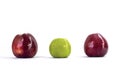 Isolated One green apple and two red apples on a white background Royalty Free Stock Photo