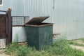 One green iron trash can Royalty Free Stock Photo